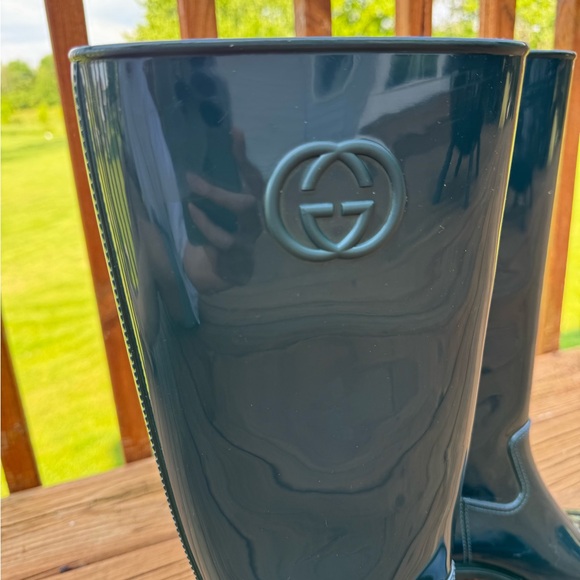 Gucci Double G Rain Boot Women's Green EU 40 US 9 - Picture 15 of 16